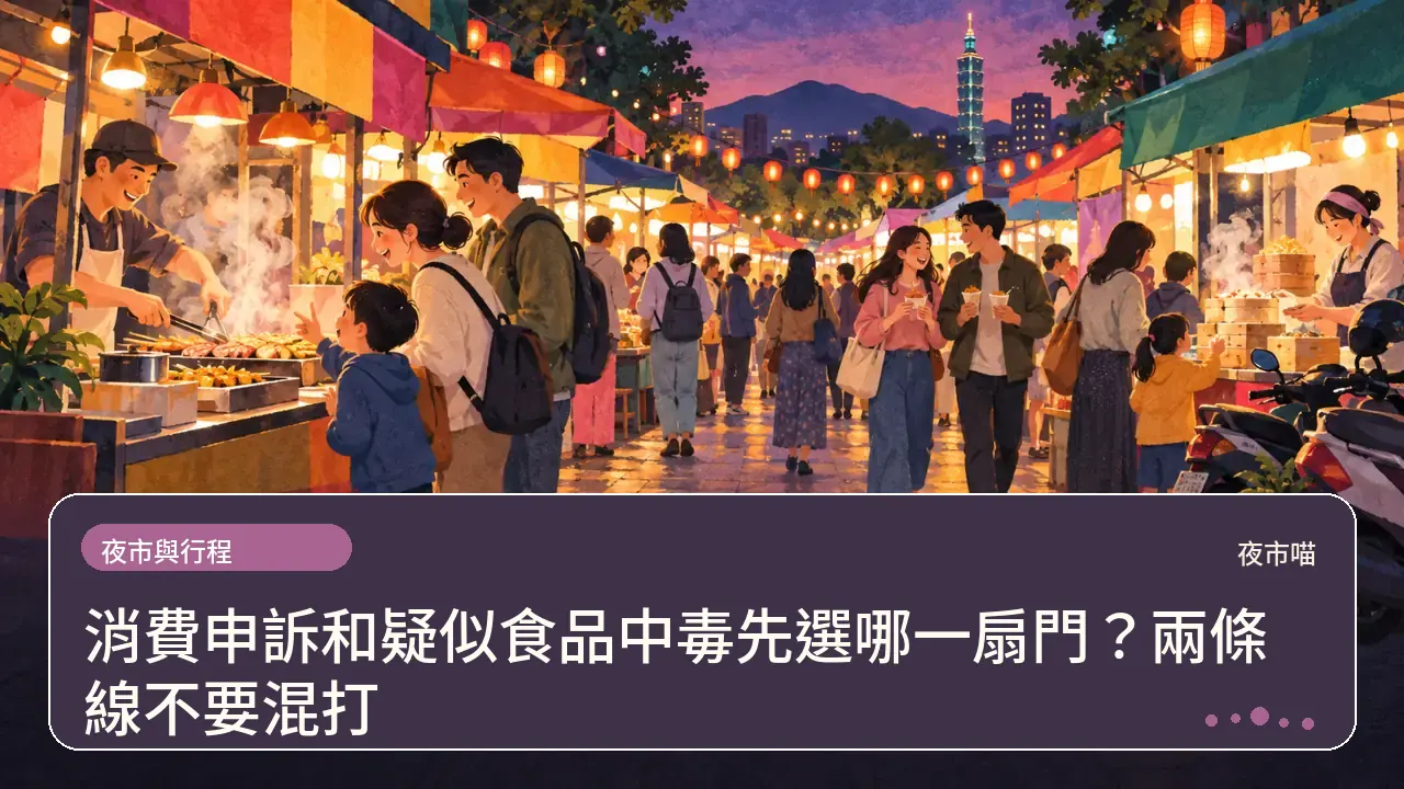 消費申訴和疑似食品中毒先選哪一扇門?兩條線不要混打主題插畫